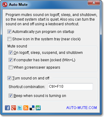 Screenshot of the Auto Mute app under Windows